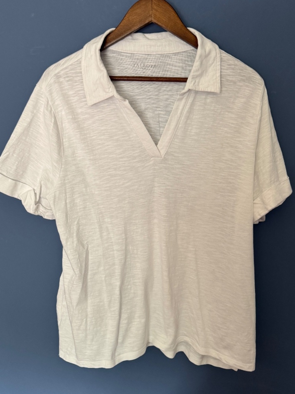 Talbots white short-sleeve v-neck polo shirt Size 2X